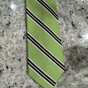 Rooster Green Striped Tie (Men’s Preppy)
